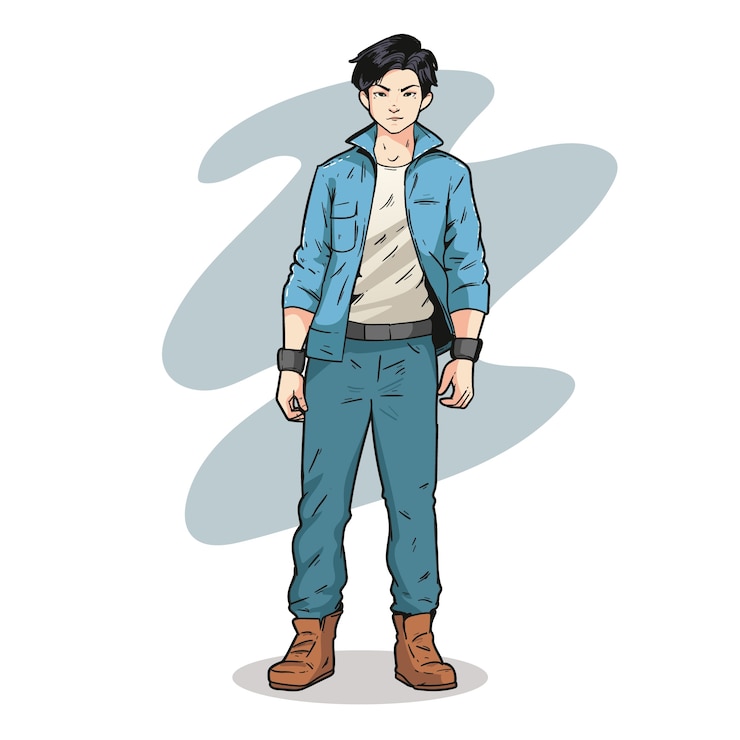 Vecteur gratuit illustration de personnage de dessin animé asiatique dessiné à la main