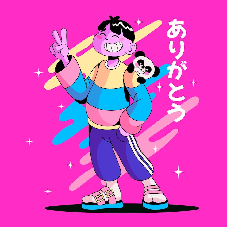 Vecteur gratuit illustration de personnage de dessin animé asiatique dessinée à la main