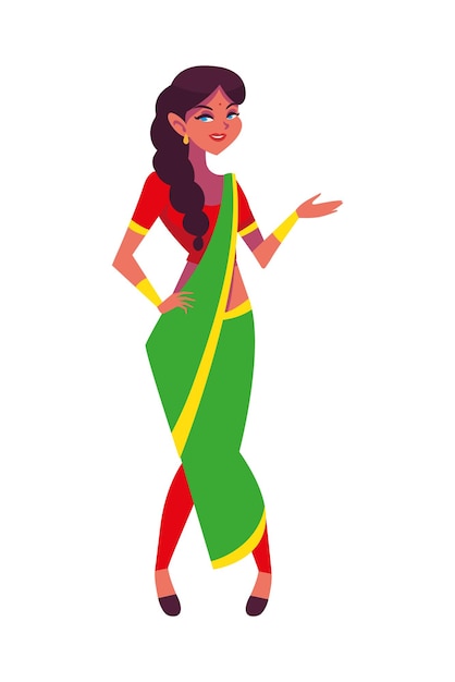 Vecteur gratuit illustration de personnage de femme indienne isolée