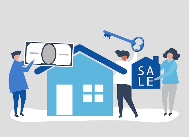 Vecteur gratuit illustration de personnage de vendeurs de maison