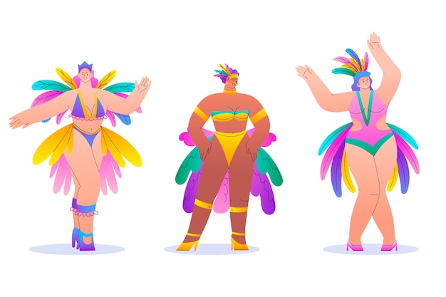 Vecteur gratuit illustration de personnages de célébration de carnaval brésilien dégradé