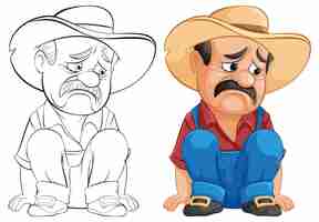 Vecteur gratuit illustration des personnages du cow-boy triste