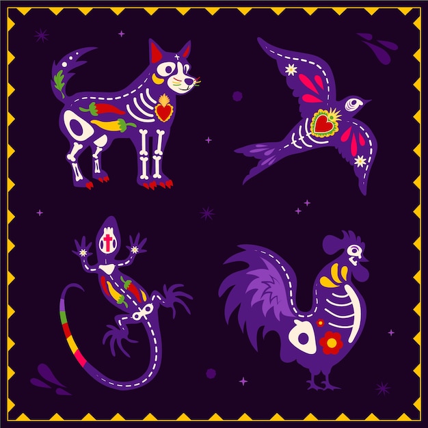 Vecteur gratuit illustration de personnages plats pour la célébration de dia de muertos