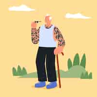 Vecteur gratuit illustration de personnes âgées tatouées dessinées à la main