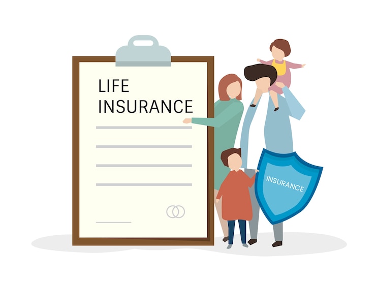 Vecteur gratuit illustration de personnes ayant une assurance vie