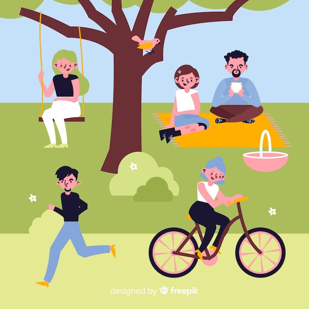 Vecteur gratuit illustration de personnes dans le parc