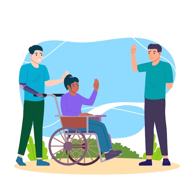 Vecteur gratuit illustration de personnes handicapées dessinées à la main