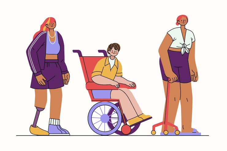 Vecteur gratuit illustration de personnes handicapées dessinées à la main