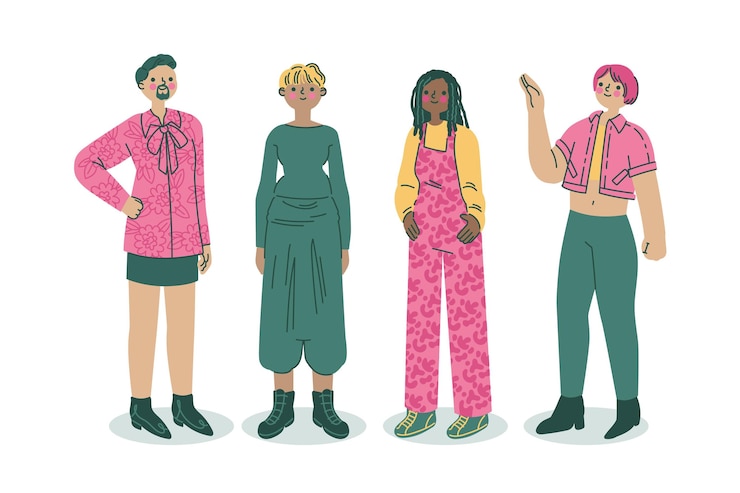 Vecteur gratuit illustration de personnes non binaires plat organique