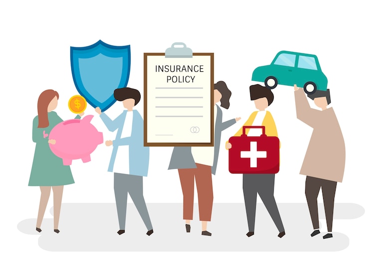 Vecteur gratuit illustration de personnes avec une police d&#39;assurance