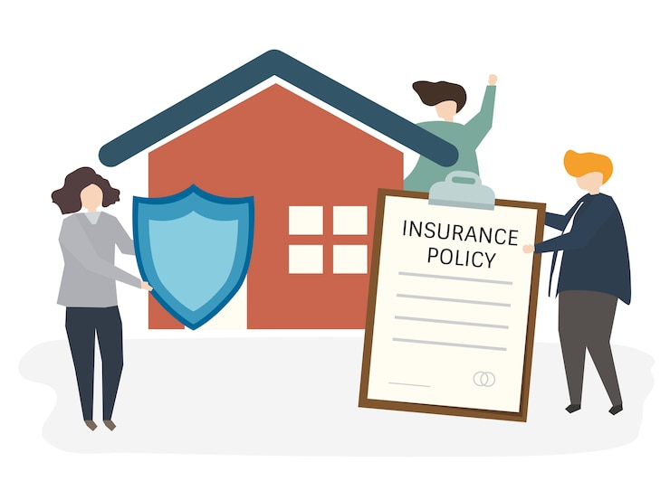 Vecteur gratuit illustration de personnes avec police d&#39;assurance