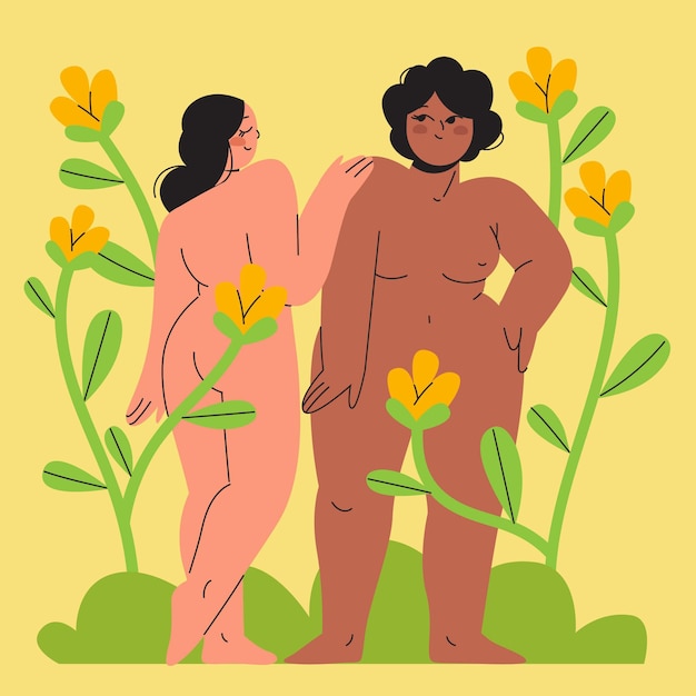 Illustration De Personnes Pratiquant Le Naturisme