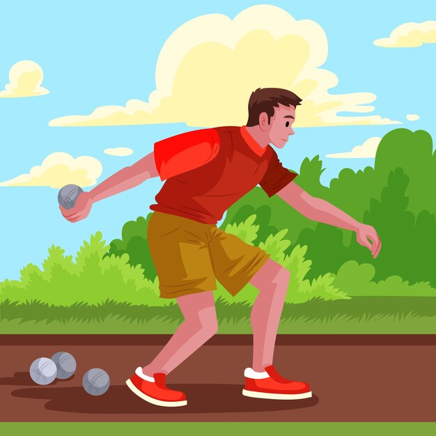 Illustration de pétanque design plat