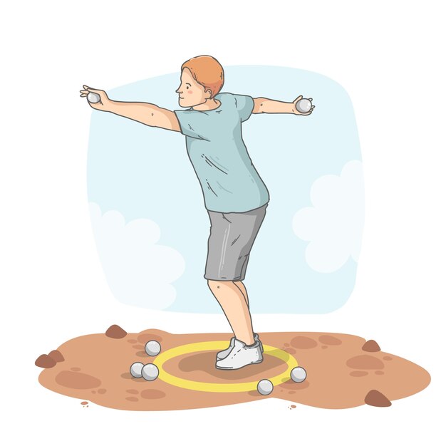 Illustration de pétanque dessinée à la main