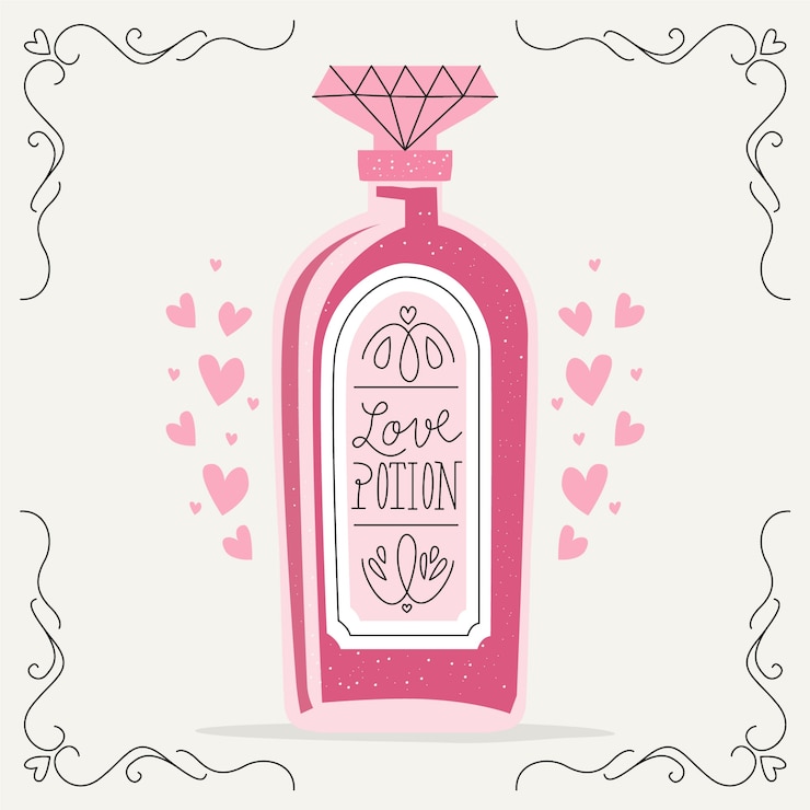 Vecteur gratuit illustration de philtre d'amour dessiné à la main