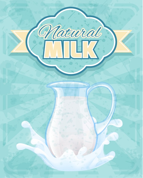 Vecteur gratuit illustration de pichet de lait naturel