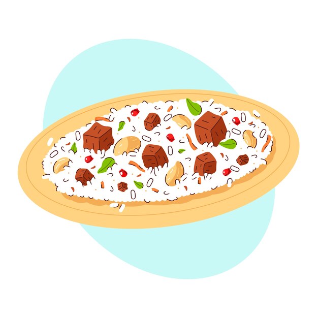 Illustration de pilaf savoureux dessinés à la main