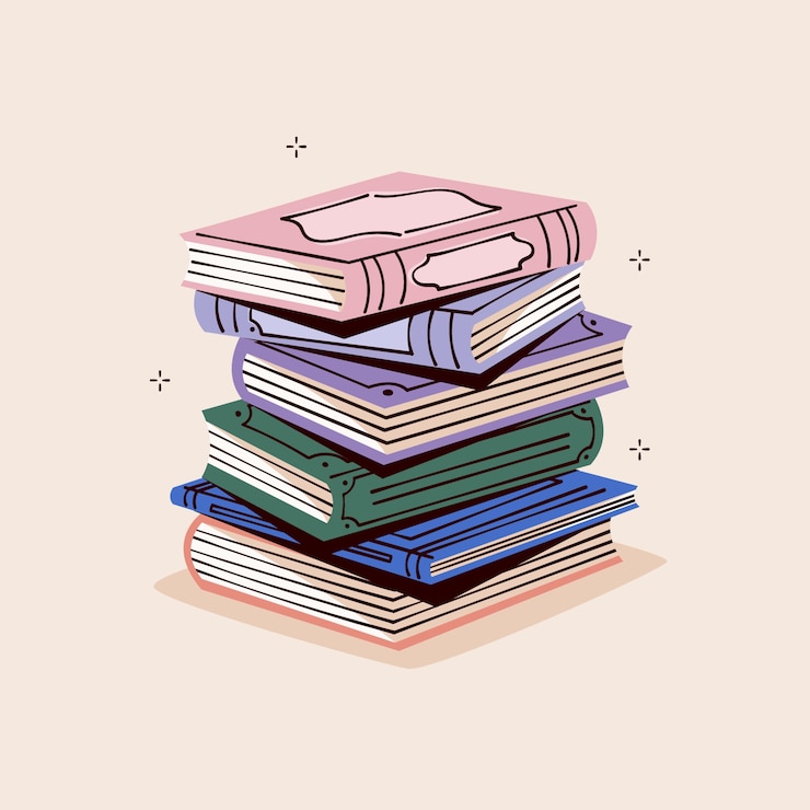 Vecteur gratuit illustration d'une pile de livres dessinée à la main
