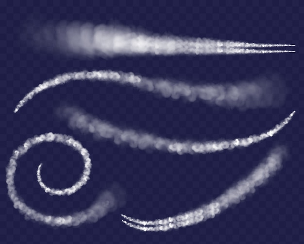 Vecteur gratuit illustration de piste de jet d'air avion de trace de condensation d'avion dans le ciel.