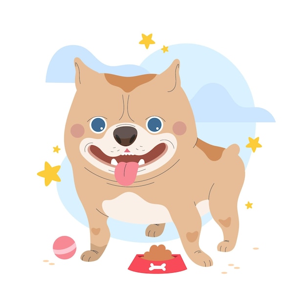 Vecteur gratuit illustration de pitbull adorable plat