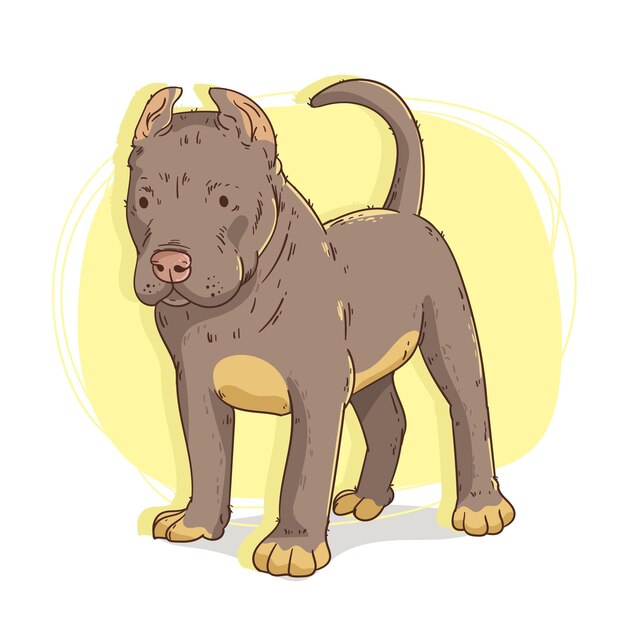 Illustration de pitbull dessiné à la main