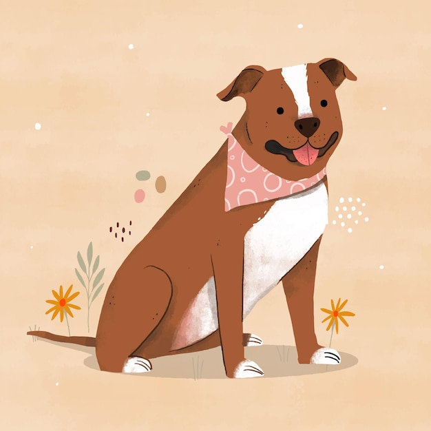 Vecteur gratuit illustration de pitbull dessiné à la main