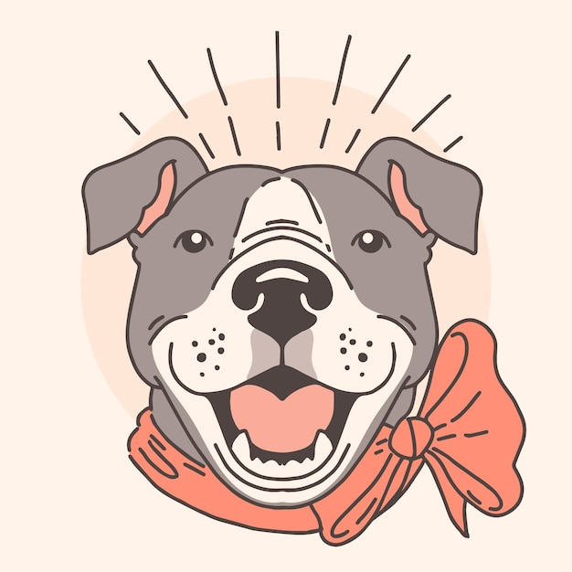 Vecteur gratuit illustration de pitbull mignon dessiné à la main