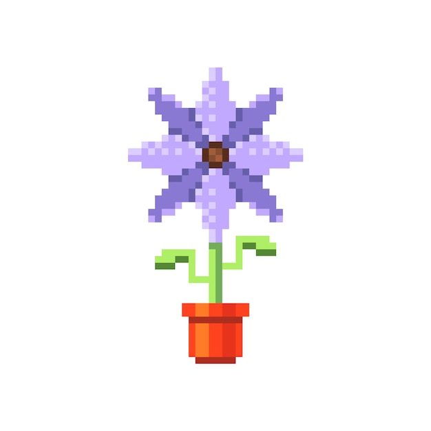 Illustration de pixel art fleur design plat