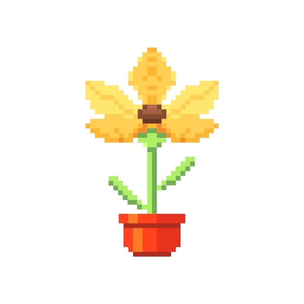 Vecteur gratuit illustration de pixel art fleur design plat