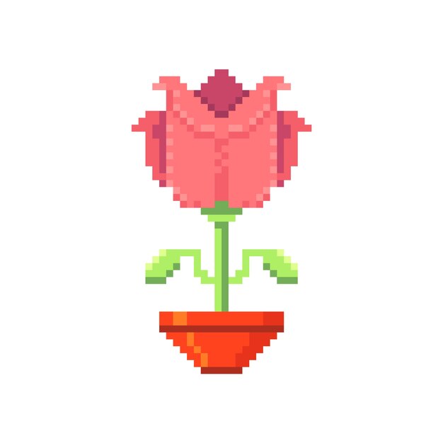 Illustration de pixel art fleur design plat