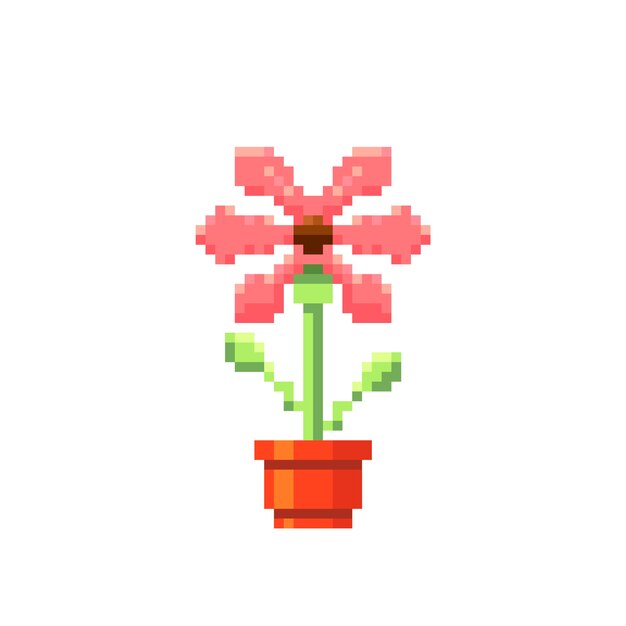 Illustration de pixel art fleur design plat