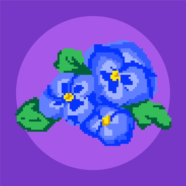 Illustration De Pixel Art Fleur Design Plat