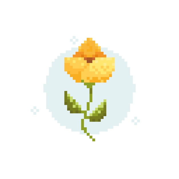 Vecteur gratuit illustration de pixel art fleur design plat