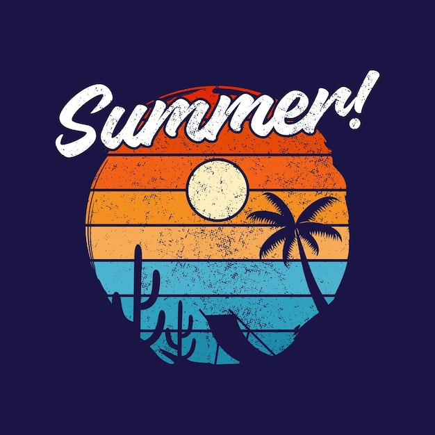 Vecteur gratuit illustration de plage d'été aventure en plein air graphique vectoriel pour t-shirt et autres utilisations