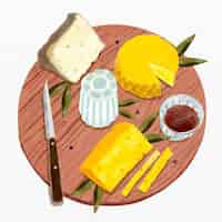 Vecteur gratuit illustration de planche de fromage aquarelle