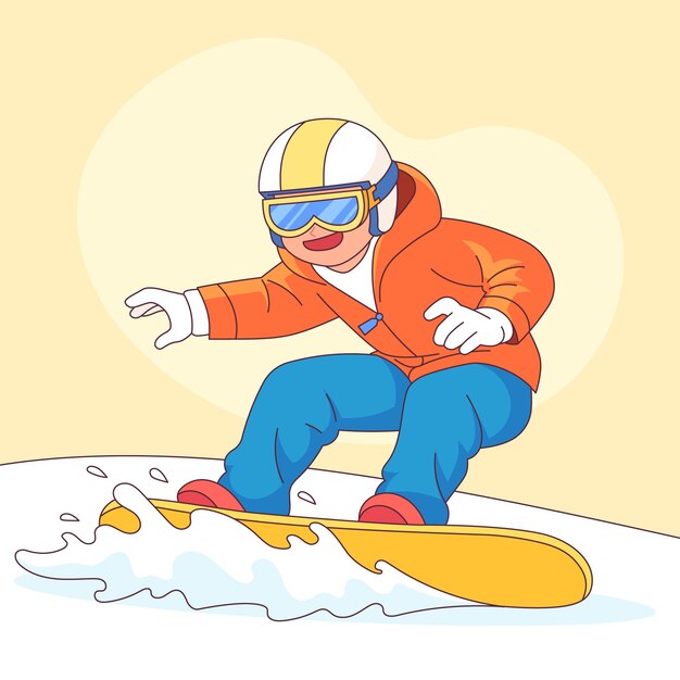 Illustration de planche à neige dessinée à la main