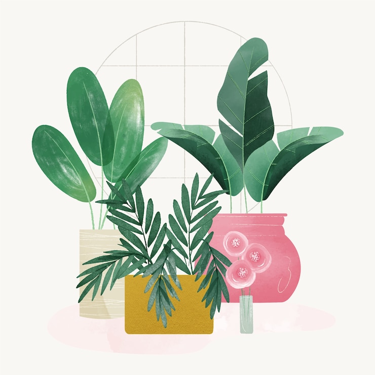 Vecteur gratuit illustration de plantes d'intérieur aquarelle