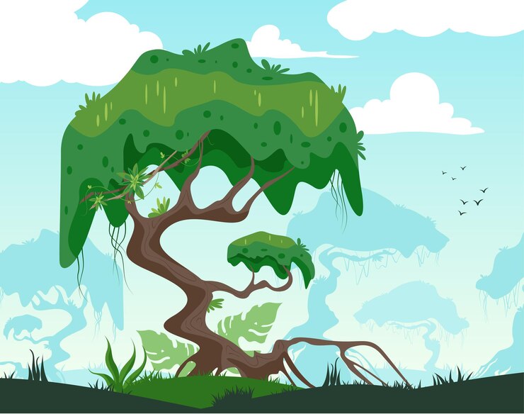 Vecteur gratuit illustration des plantes de la jungle