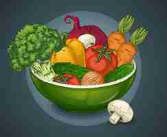 Vecteur gratuit illustration de plaque de légumes biologiques