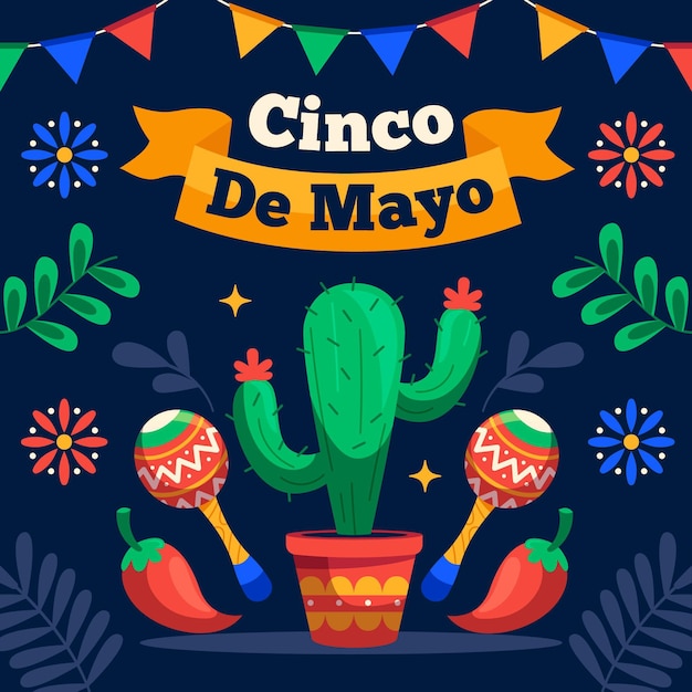 Vecteur gratuit illustration de plat cinco de mayo