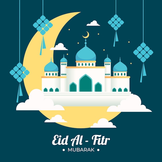 Vecteur gratuit illustration de plat eid al-fitr