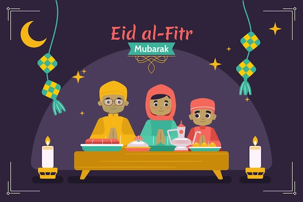 Illustration De Plat Eid Al-fitr