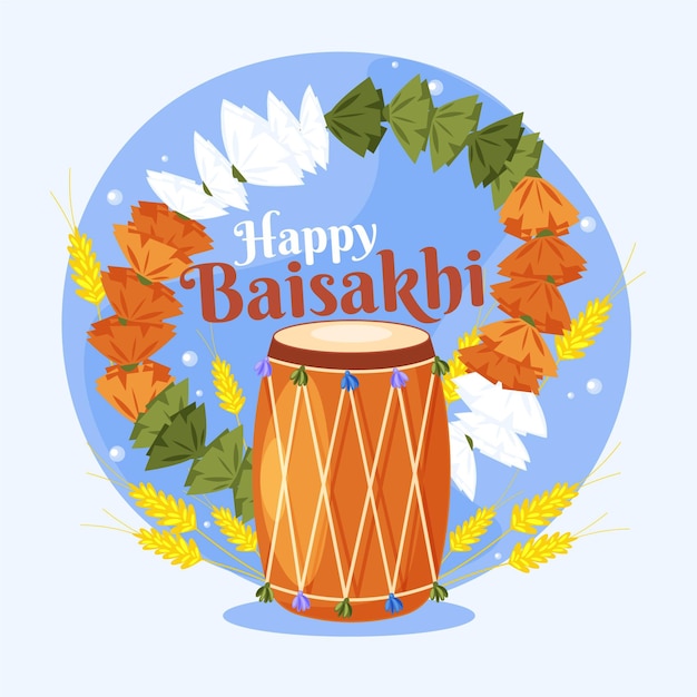 Vecteur gratuit illustration de plat heureux baisakhi