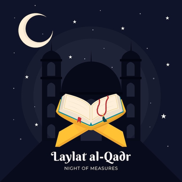 Vecteur gratuit illustration de plat laylat al-qadr