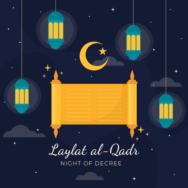 Vecteur gratuit illustration de plat laylat al-qadr