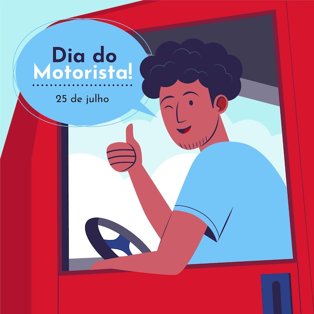 Illustration De Plat Organique Dia Do Motorista