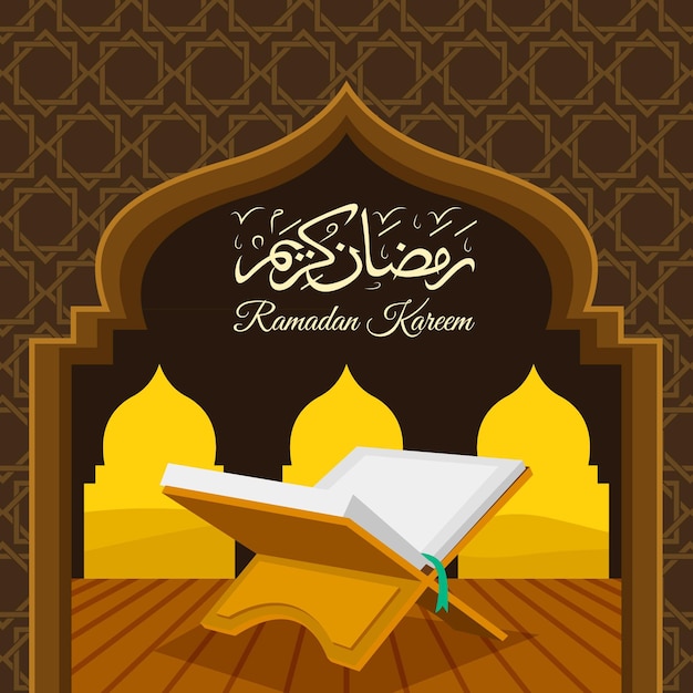 Vecteur gratuit illustration de plat ramadan kareem