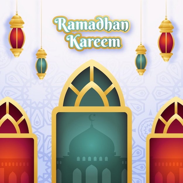 Vecteur gratuit illustration de plat ramadan kareem