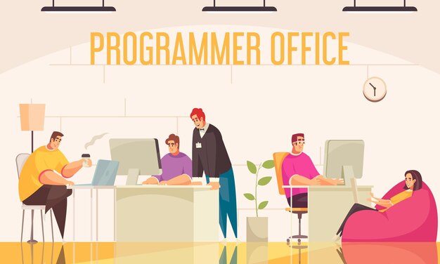 Illustration plate de bureau de programmeur