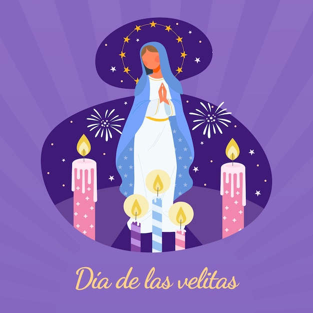 Illustration plate dia de las velitas